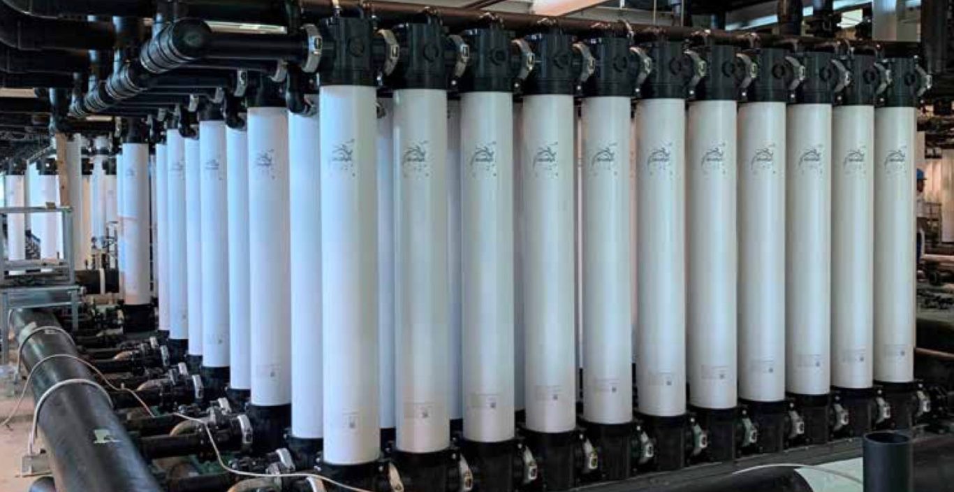 Ultrafiltration membrane trains in an operating water treatment plant