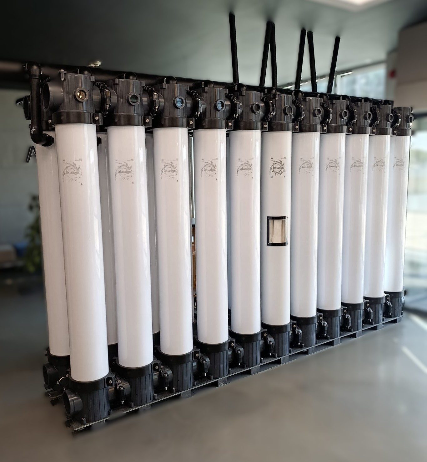 Ultrafiltration membrane banks on a custom skid